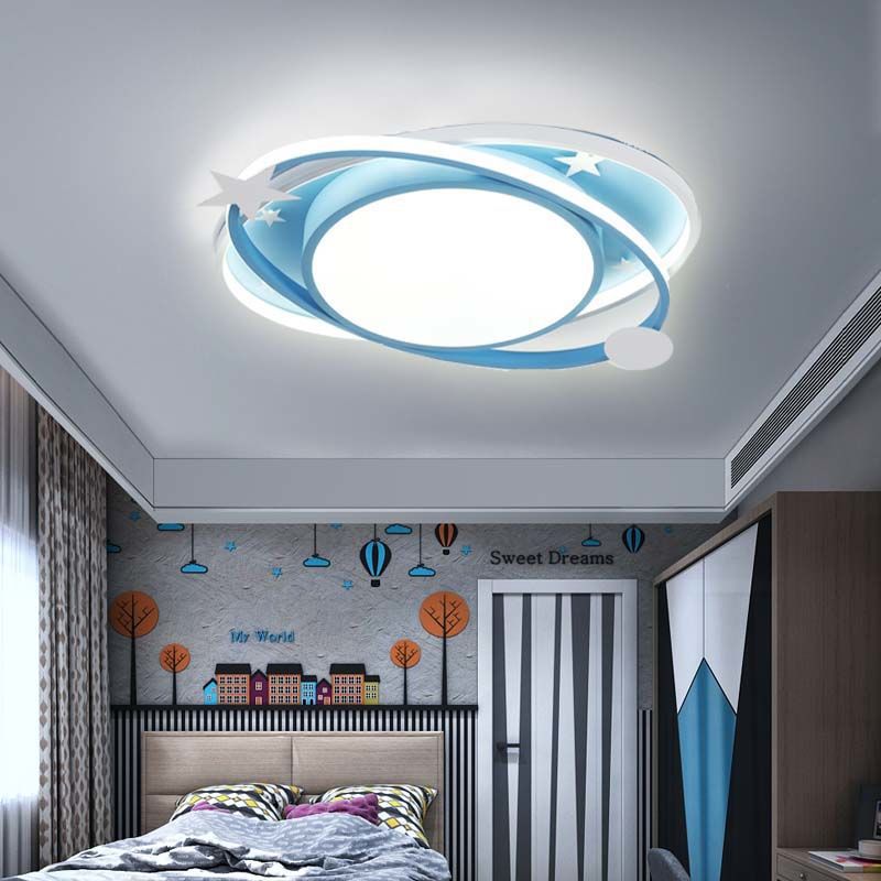 Moderno Arte Deco Noche Estrellada Redondo Ovalado Acrílico Aluminio LED Luz de Techo Empotrada Para Dormitorio 