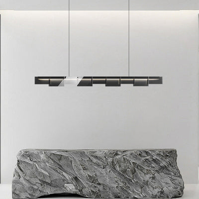 Modern Minimalist Long Glass Copper LED Island Light Chandelier For Living Room