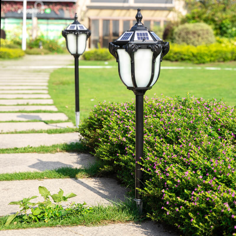 Farol Hexagonal Solar de Aluminio Vidrio Control de Luz Impermeable Inserto en el Suelo LED Iluminación de Paisaje Exterior 
