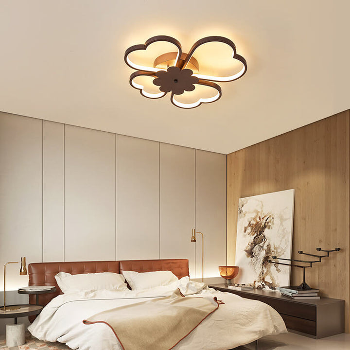 Contemporary Creative Clover Design Silicone Aluminum LED Flush Mount Ceiling Light For Living Room &amp; Bedroom