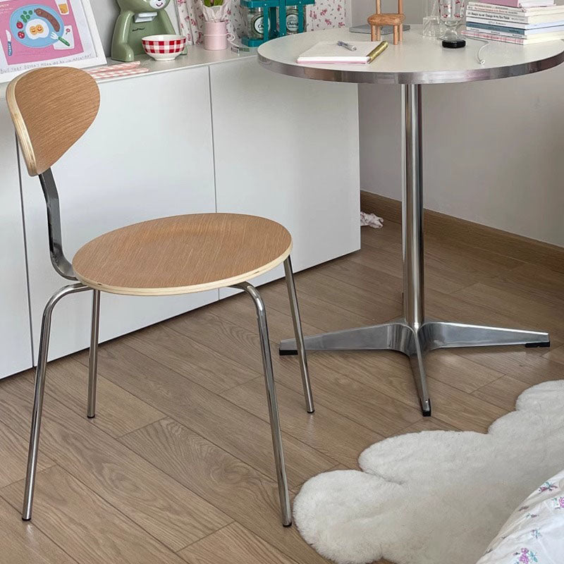 Chaise de salle à manger contemporaine en bois nordique en acier inoxydable avec dossier rond pour salle à manger 