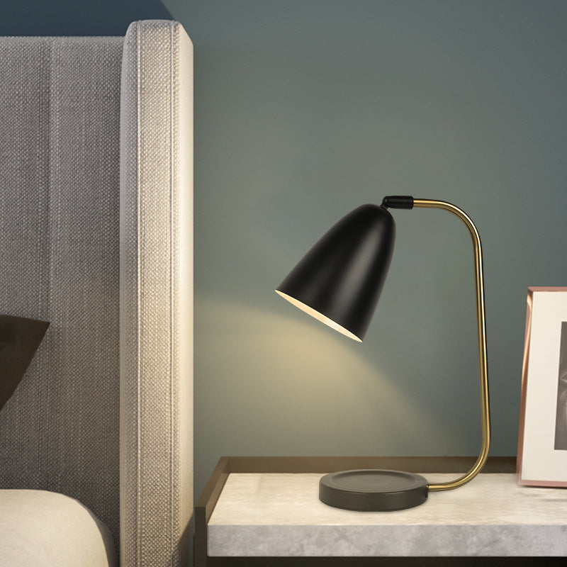 Modern Minimalist Round Iron Cylinder 1-Light Table Lamp For Bedroom