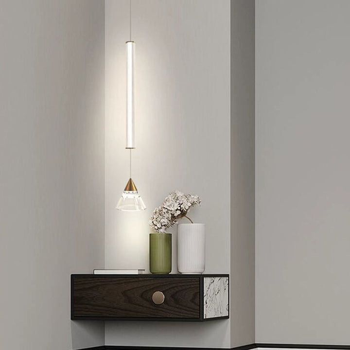 Moderne minimalistische gerade Eisenglas LED Pendelleuchte für Wohnzimmer 