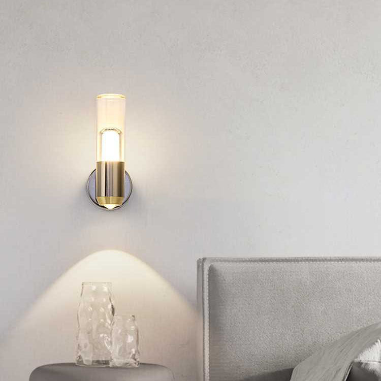 Contemporary Nordic Aluminum Iron Cylinder LED Wall Sconce Lamp For Bedroom