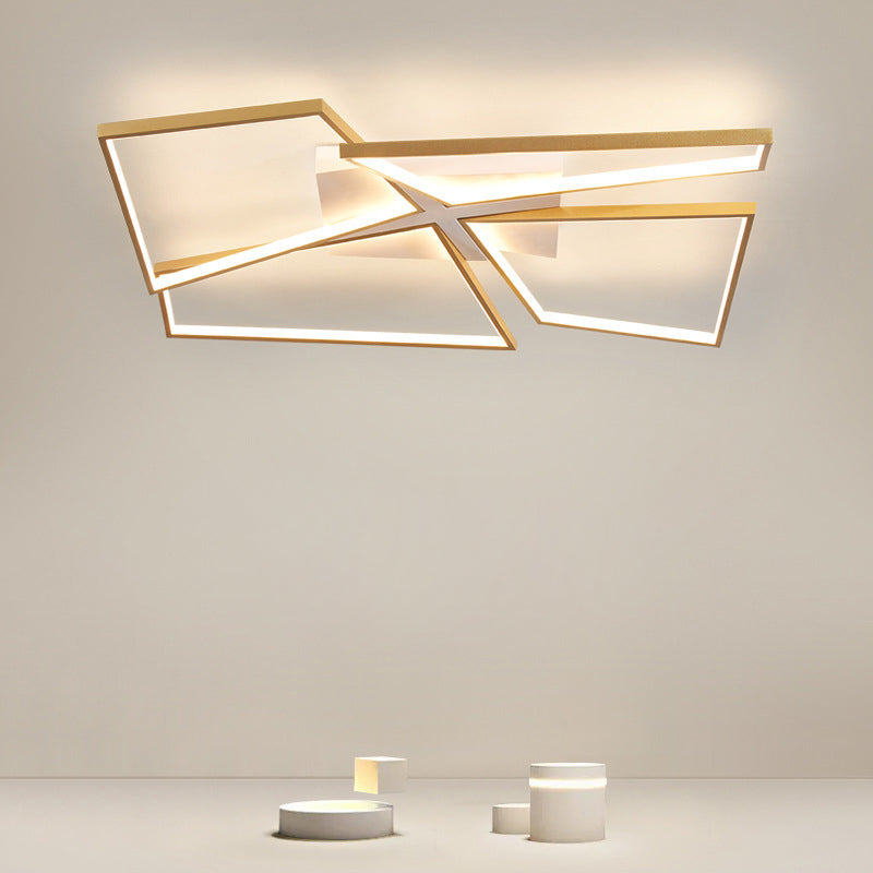 Moderne minimalistische Dreieck Patchwork Quadrat Rechteck Aluminium Eisen Silikon LED Unterputz Deckenleuchte für Schlafzimmer 