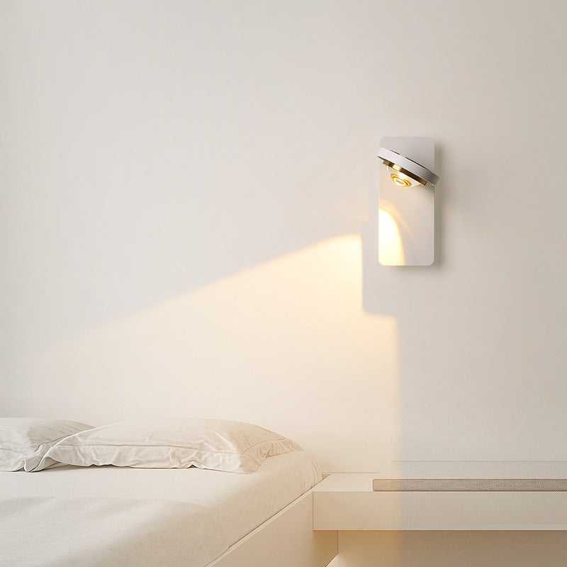 Moderne minimalistische runde Rechteck Eisen Aluminium drehbare LED Wandleuchte Lampe für Schlafzimmer 