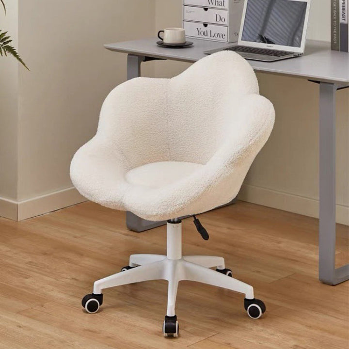 Tabouret de coiffeuse moderne minimaliste rond en métal avec dossier sans accoudoirs en laine d&