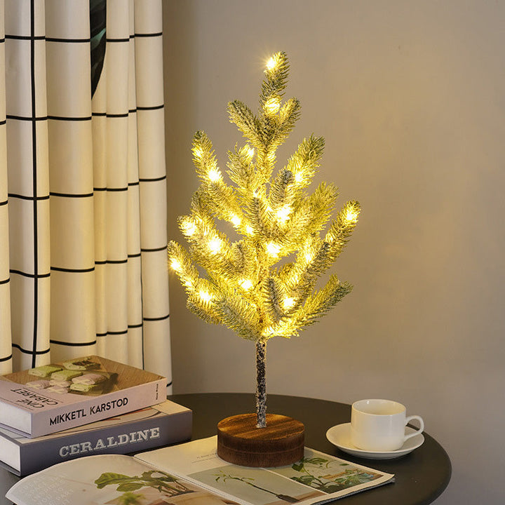 Moderne Art Deco Kiefer Nadel Baum PVC LED Tisch Lampe Für Schlafzimmer 