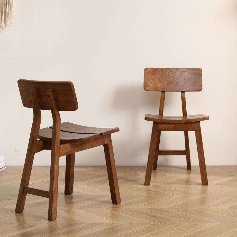 Chaise de salle à manger contemporaine en bois de frêne nordique avec dossier carré rectangulaire pour salle à manger 