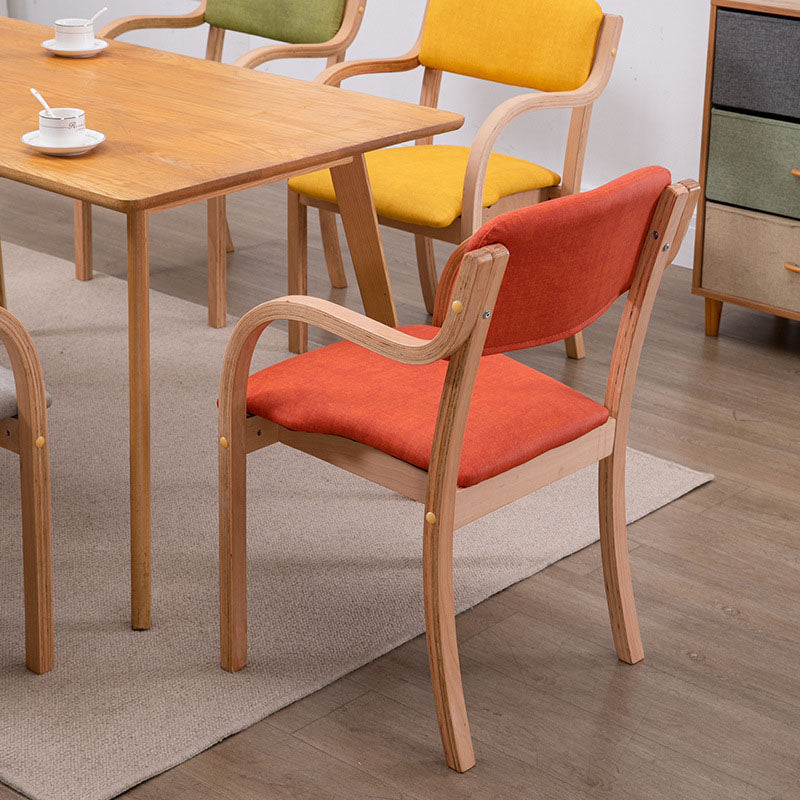 Chaise de salle à manger moderne en tissu, bois, éponge, carrée, incurvée, avec dossier et accoudoirs 