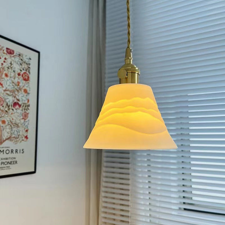 Lustre à suspension en céramique de paysage de cerf de ferme traditionnelle 1 lumière pour chambre 