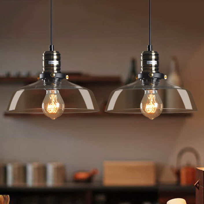 Industrial Simple Personalized Transparent Glass Bowl 1-Light Pendant Light