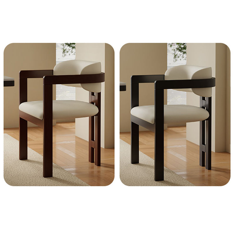 Silla de comedor moderna minimalista cuadrada de cuero de microfibra y madera de fresno con respaldo y reposabrazos para comedor 