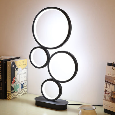 Modern Minimalist Multi Circle Aluminum Iron Silicone LED Table Lamp For Bedroom