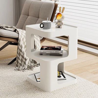 Moderner minimalistischer quadratischer Metall-Beistelltisch mit zwei Ebenen für das Wohnzimmer 