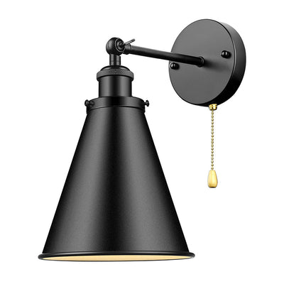 Contemporary Industrial Iron Conical Shade 1-Light Wall Sconce Lamp For Bathroom