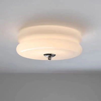 Modern Minimalist Round Iron Glass LED Flush Mount Ceiling Light For Living Room