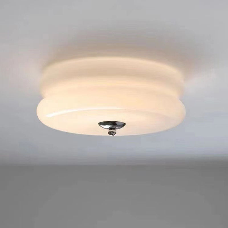 Modern Minimalist Round Iron Glass LED Flush Mount Ceiling Light For Living Room