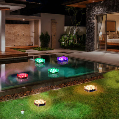 Luz LED para paisaje exterior de ladrillo de hielo de plástico ABS solar de simplicidad moderna para patio exterior 