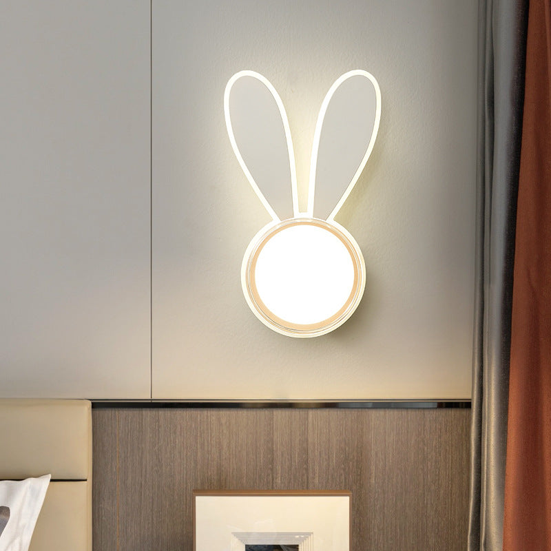 Zeitgenössische kreative Kaninchen Runde Acryl LED Wandleuchte Lampe für Schlafzimmer 