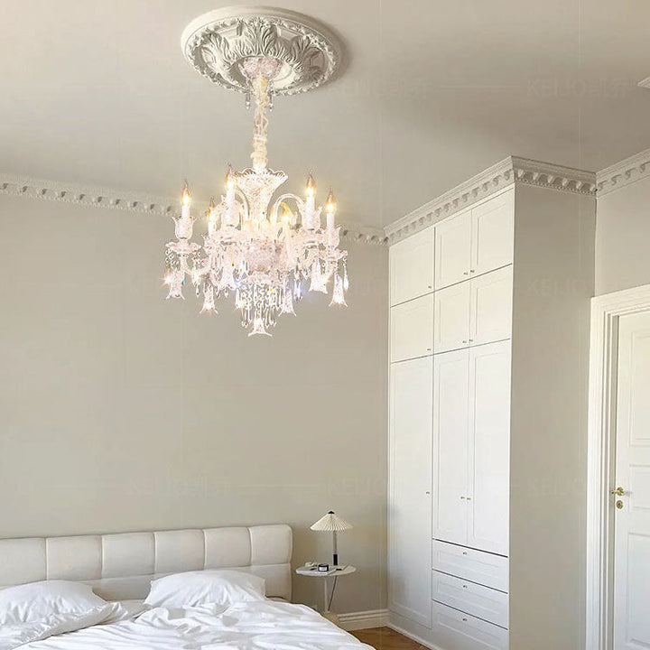Moderne Luxus Spitze Kerze Hardware Glas Kristall 6/10 Licht Kronleuchter Für Wohnzimmer 