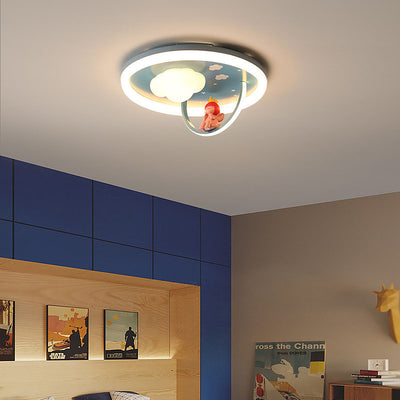 Contemporary Creative Resin Kids Cartoon LED Flush Mount Ceiling Light For Bedroom