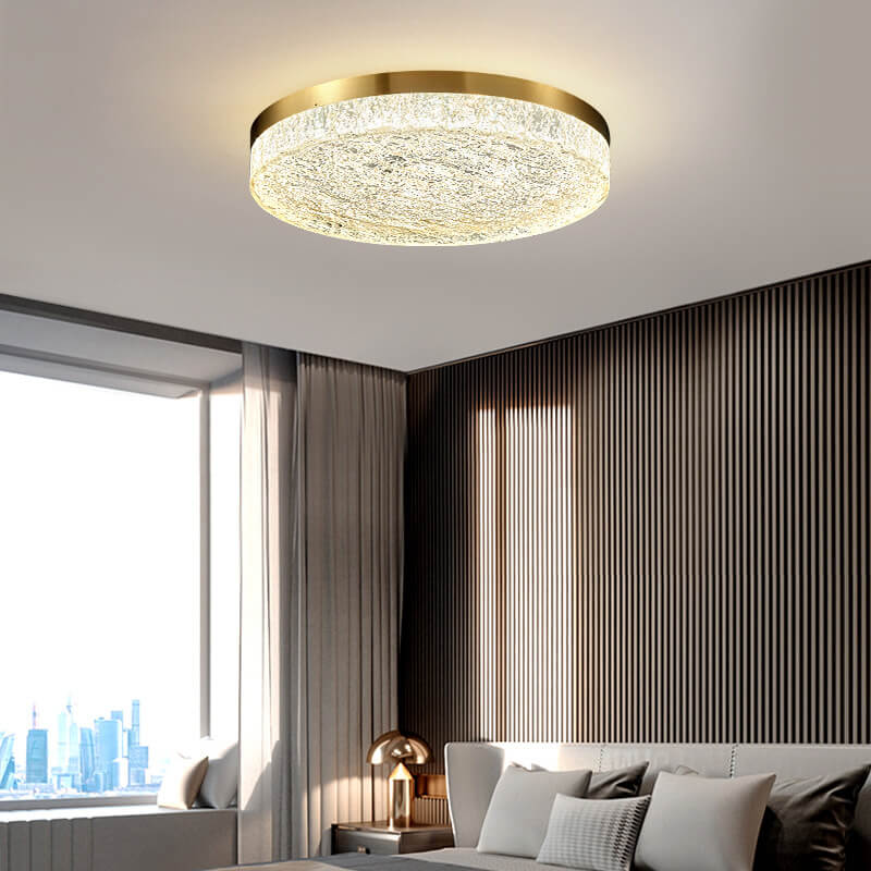 Modern Light Luxury Copper Circle LED Flush Mount Ceiling Light