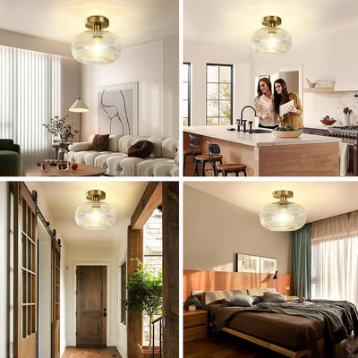 Luz de techo semiempotrada de 1 luz de hierro cristalino de vidrio esférico con patrón redondo minimalista moderno para sala de estar 