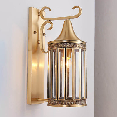 Zeitgenössische Luxus-Kupfer-Glas-Röhrenschirm 1/3-Licht Wandleuchte für Wohnzimmer 