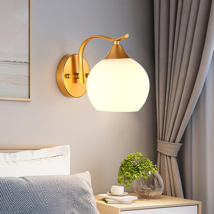 Lámpara de Aplique de Pared de Simplicidad Moderna de Hierro y Vidrio con 1/2 Luces para la Mesita de Noche 