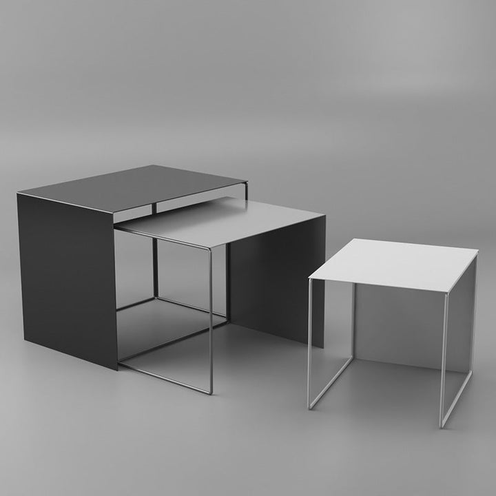 Moderner minimalistischer quadratischer Eisen-Beistelltisch zum Ineinanderstellen für das Wohnzimmer 