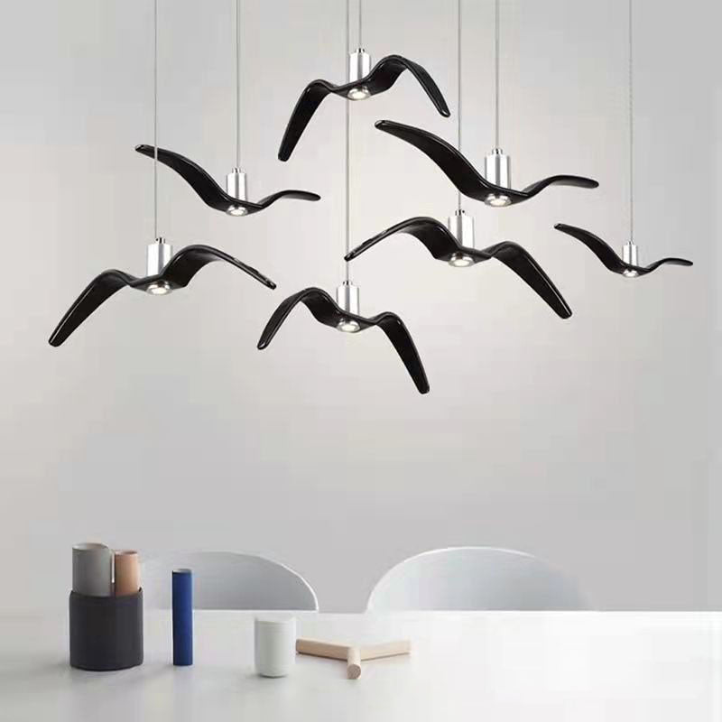 Personnalité créative nordique Suspension LED en fer forgé avec mouette 