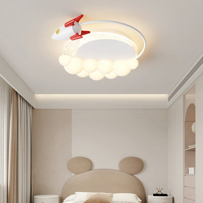 Moderne Art Deco Kinder Eisen PE Rakete Wolke Runde LED Unterputz Deckenleuchte Für Schlafzimmer 