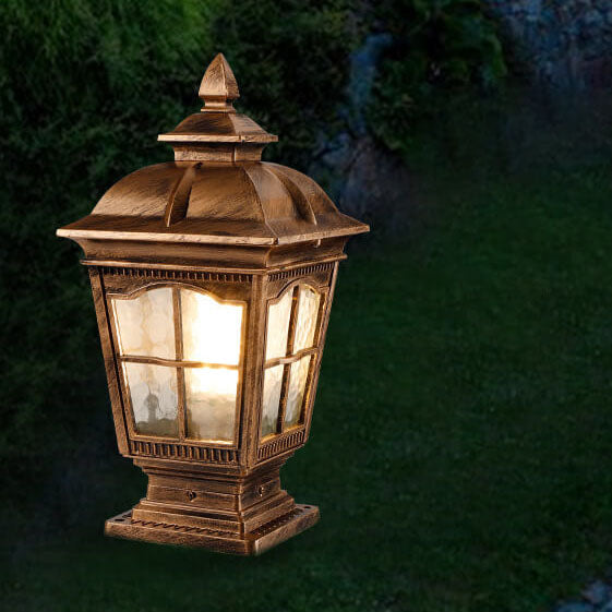 Industrielle Aluminium-Pagode Wasser-Korn Glas 1-Licht Außen Rasen Landschaftslicht 