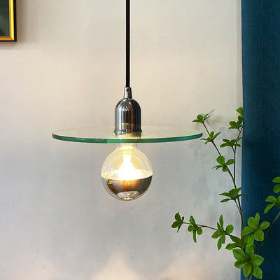 Modern Simplicity Round Iron Aluminum Glass 1-Light Pendant Light For Living Room