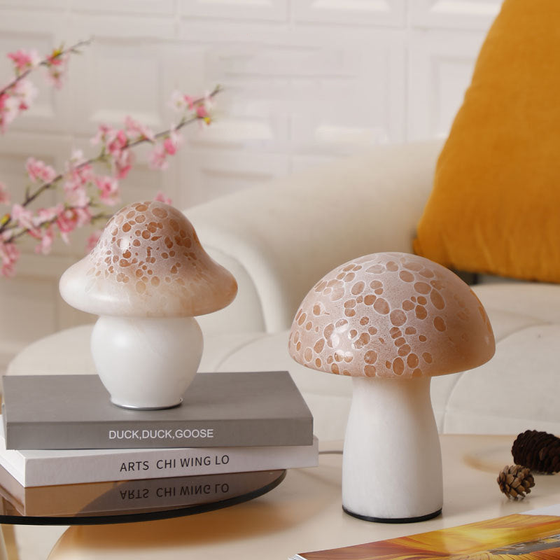 Modern Art Deco Skinny Spotted Mushroom Glass 1-Light Table Lamp For Bedroom