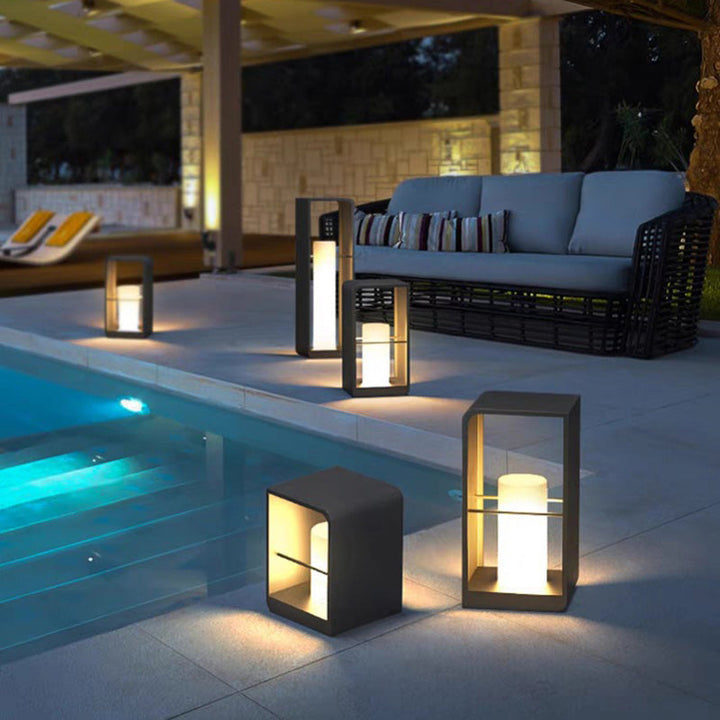 Éclairage paysager LED cubique en acrylique en acier inoxydable solaire étanche minimaliste moderne pour jardin 