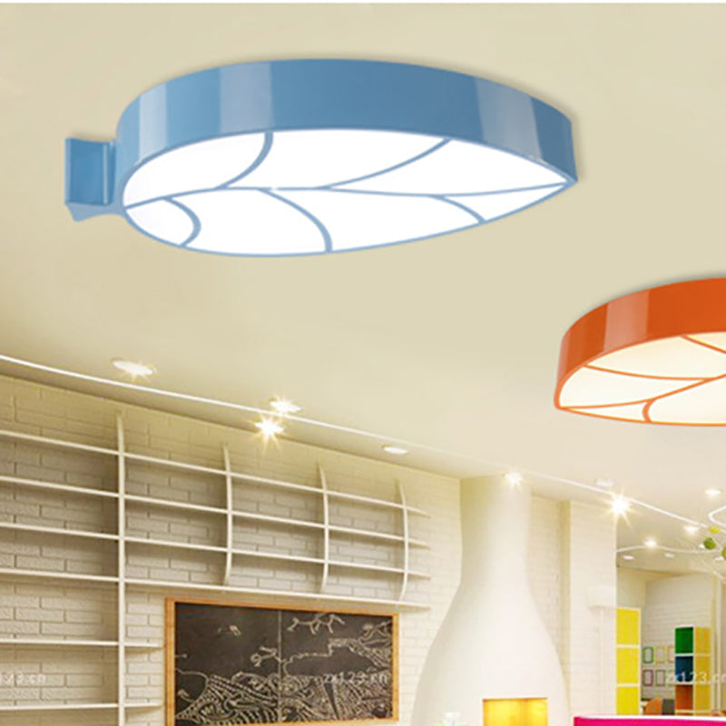 Luz de techo LED empotrada elíptica de metal acrílico con follaje de simplicidad moderna para dormitorio infantil 