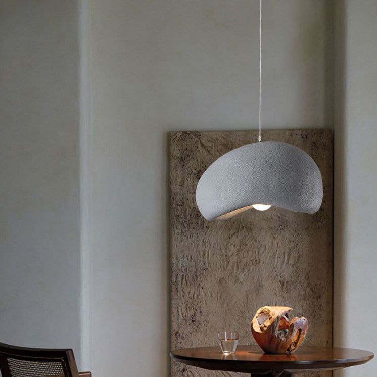 Traditionelle japanische Pendelleuchte mit 1 Licht, Kunststein, kreisförmiger Bogen, Harzschirm für Wohnzimmer 