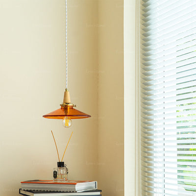 Nordic Modern Cone Brass Solid Wood Glass 1-Light Pendant Light