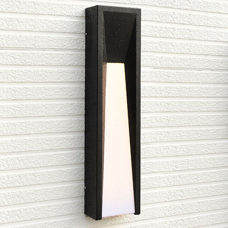 Lámpara de Aplique de Pared LED de Cuboide de Acero Inoxidable Impermeable Industrial Contemporáneo con Pantalla de Acrílico para Patio Exterior 