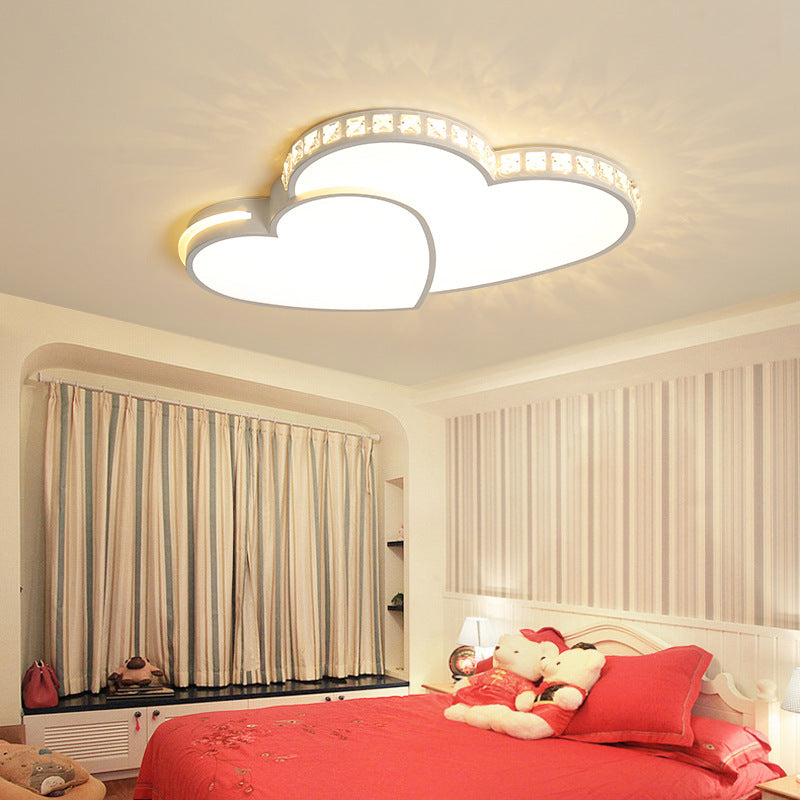 Modern Minimalist Heart Iron Crystal Acrylic LED Flush Mount