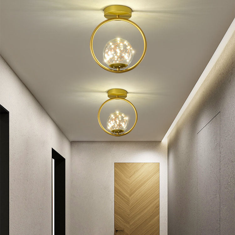 Modern Creative Ball Full Of Stars Hardware Glass LED Semi-Flush Mount Ceiling Light