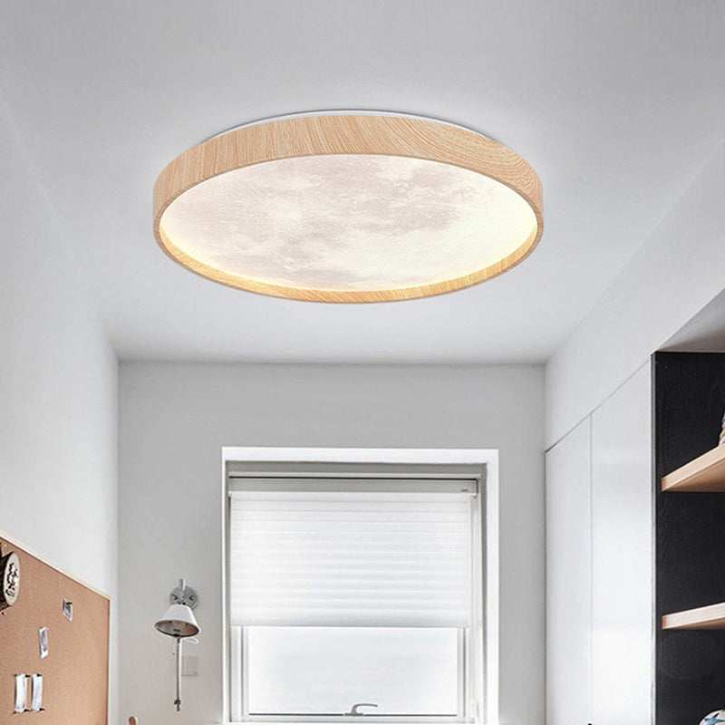 Zeitgenössische skandinavische Eisen-Plastikrunde Mond-LED-Unterputz-Deckenleuchte für Wohnzimmer 