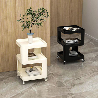 Table d'appoint carrée en fer amovible à la simplicité contemporaine avec étagères de rangement à 3 niveaux pour le salon 