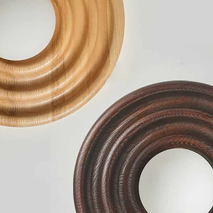 Traditionelle japanische Wabi-Sabi Holz Wachstumsring Glaskugel Schatten 1-Licht Wandleuchte Lampe für Schlafzimmer 