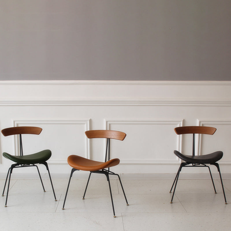 Chaise de salle à manger contemporaine en fourmi industrielle, bois, armature en cuir, tissu, éponge avec dossier pour salle à manger 