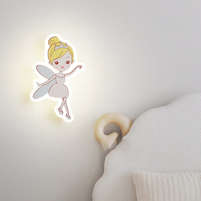 مصباح حائط للأطفال من الأكريليك العصري المبتكر بشكل كرتوني جنية رائد فضاء LED لغرفة النوم 