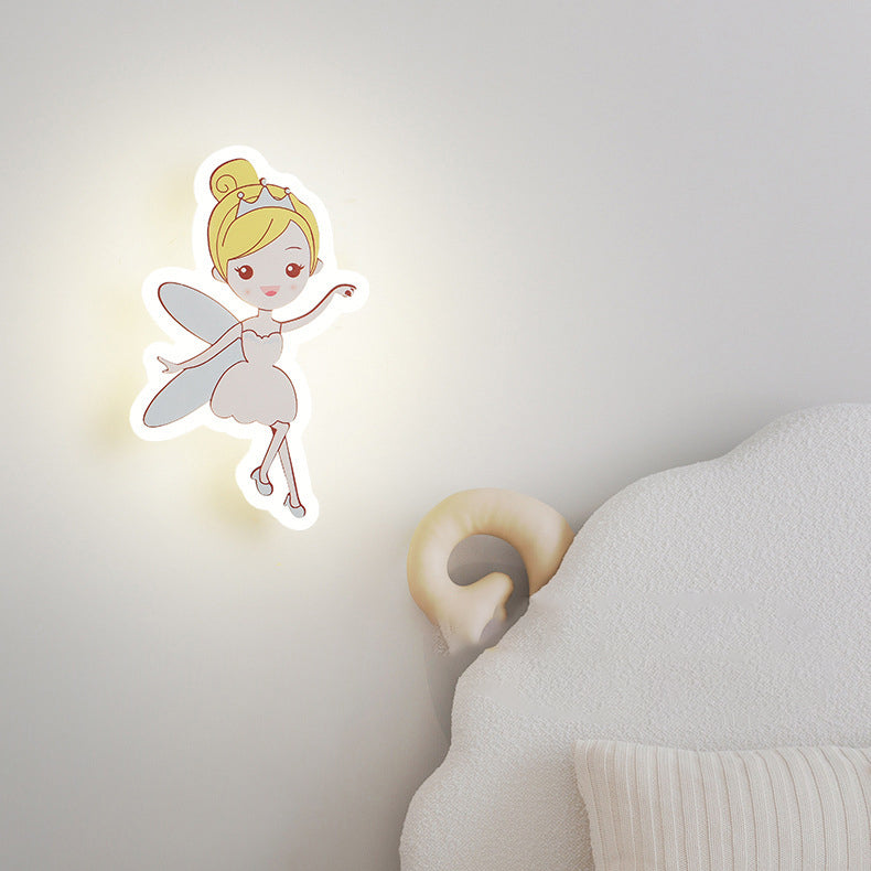 مصباح حائط للأطفال من الأكريليك العصري المبتكر بشكل كرتوني جنية رائد فضاء LED لغرفة النوم 