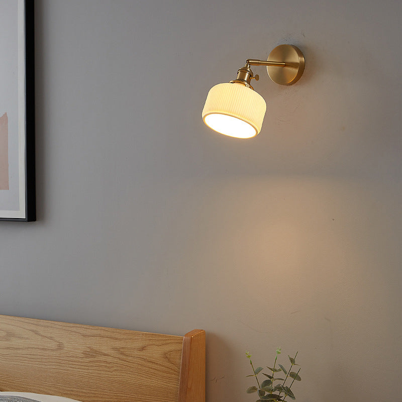 Moderne minimalistische gestreifte Keramikglas 1-Licht Wandleuchte 